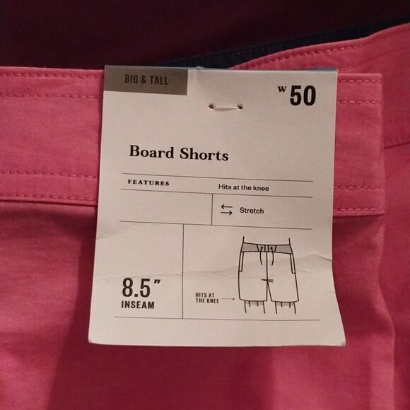 NWTGoodfellow  Mens 8.5 Swim Trunks Board Shorts Coral and Blue Striped  Size 50 - Picture 10 of 16